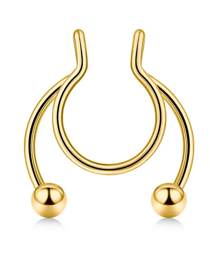 Women Colorful Fake Septum Jewelry Nose Ring Non Piercing Stainless Steel