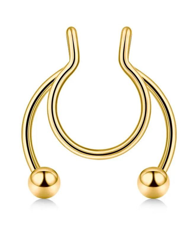 Women Colorful Fake Septum Jewelry Nose Ring Non Piercing Stainless Steel