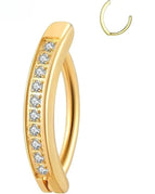 Gold zircon / Navel & Bell Button Rings / 1.6x10mm|body|Geometric