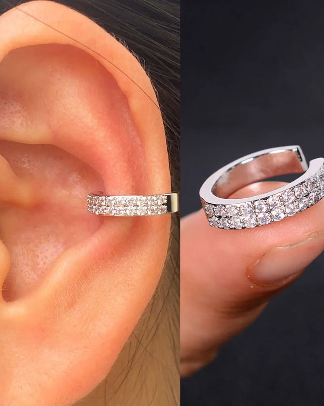 1Piece Zircon Charming Clip On Earrings Ear Cuff Without Piercing Women Geometric C Shape Earscreen Earcuffs Wrap Climb Earring