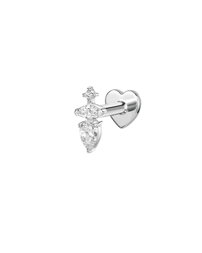 AIDE Heart Round Ball Flat Helix Piercing Earring 925 Sterling Silver Ear Studs Geometric Zircon Exquisite Trinket Studs Aretes