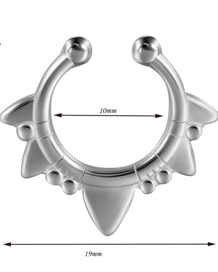 1PC Stainless Steel Irregular Ox Horn Fake Nose Ring Fangs Non Piercing Clip on Nose Hoop Cone Septum Fake Nose Piercing Jewelry