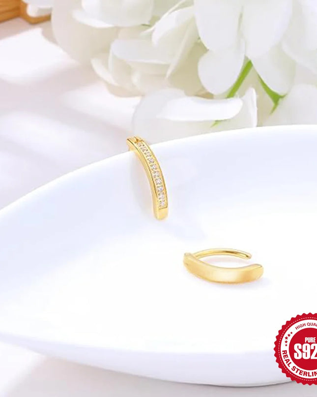 CANNER 1PC 925 Sterling Silver Smooth Abdominal Puncture Belly Button Buckle For Women Ins Minimalist Zircon Fine Body Jewelry