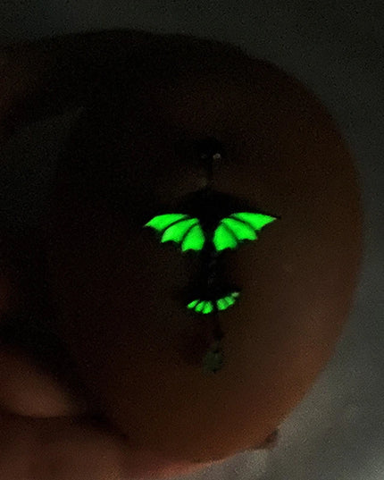 Luminous Bat Belly Button Ring Umbilical Stud Navel Ornament Animal Drop Nipple Ring Luminous Earring Tragus Piercing Jewelry