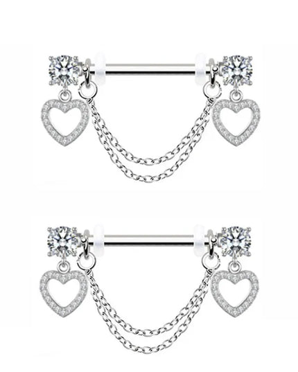1Pair Pink Butterfly Nipple Piercing Jewelry Shiny Crystal Nipple Rings For Women Girls Heart Nipple Barbells Piercing Pezon
