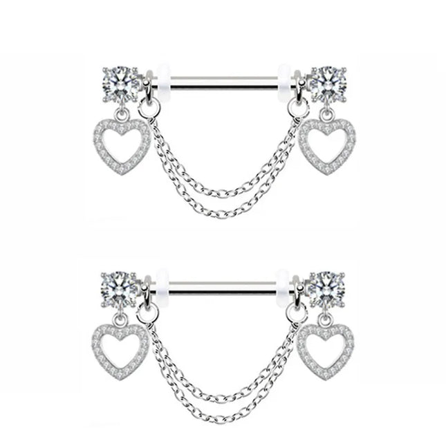 1Pair Pink Butterfly Nipple Piercing Jewelry Shiny Crystal Nipple Rings For Women Girls Heart Nipple Barbells Piercing Pezon