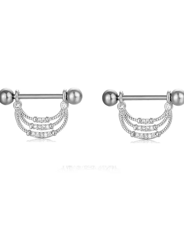 Sexy Nipple Ring Stainless Steel Zircon U Shape Barbell Nipple Studs Piercing Helix Piercing Body Papillary nail Jewelry