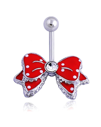 1Pc Stainless Steel Bow Piercing Fake Belly Button Ring Body Jewelry Ornaments For Women Simple Fashion Bow Belly Jewelry