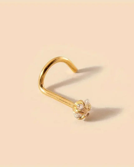 1pc Star-Shaped Heart Cubic Zirconia S Nose Stud Pierced Hook Nose Ring Stainless Steel Nose Piercing Jewelry Gift