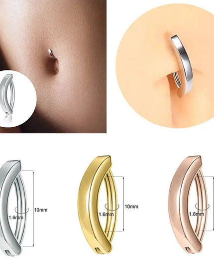 1Pc Navel Piercing Perforated Minimalist Pierced Belly Button Ring Anti-allergy Copper Belly Button Ring Body Piercing Umbilical