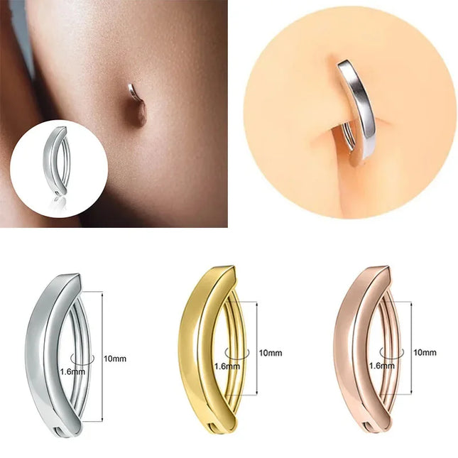 1Pc Navel Piercing Perforated Minimalist Pierced Belly Button Ring Anti-allergy Copper Belly Button Ring Body Piercing Umbilical