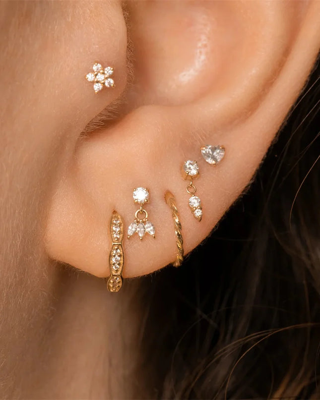 AIDE Heart Round Ball Flat Helix Piercing Earring 925 Sterling Silver Ear Studs Geometric Zircon Exquisite Trinket Studs Aretes