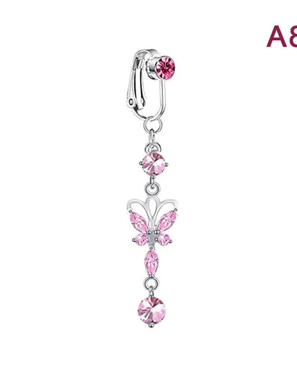 1Pcs Heart Belly Button Rings Pink 14G Women Fashion Belly Ring Dangle Cz Butterfly Punk Spider Navel Piercing Barbell Pircing