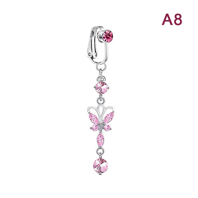 1Pcs Heart Belly Button Rings Pink 14G Women Fashion Belly Ring Dangle Cz Butterfly Punk Spider Navel Piercing Barbell Pircing