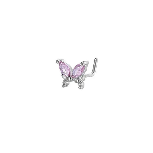 Stainless Steel Long Fashion Nose Rings For Women Copper With Heart Dangle L-Bend Nose Piercing Rings Body Jewelry