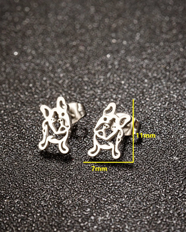 Pet Dog Ear Piercing For Women Cute Love Dachshunds Stainless Steel Corgi Dog Animal Stud Earring Free Shipping Brincos