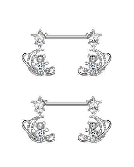 2pcs Heart Bear Dangled Nipple Piercings Screwed 14G Flower Butterfly Shield Bar Barbell Nipple Ring Piercing Nombril Jewelry
