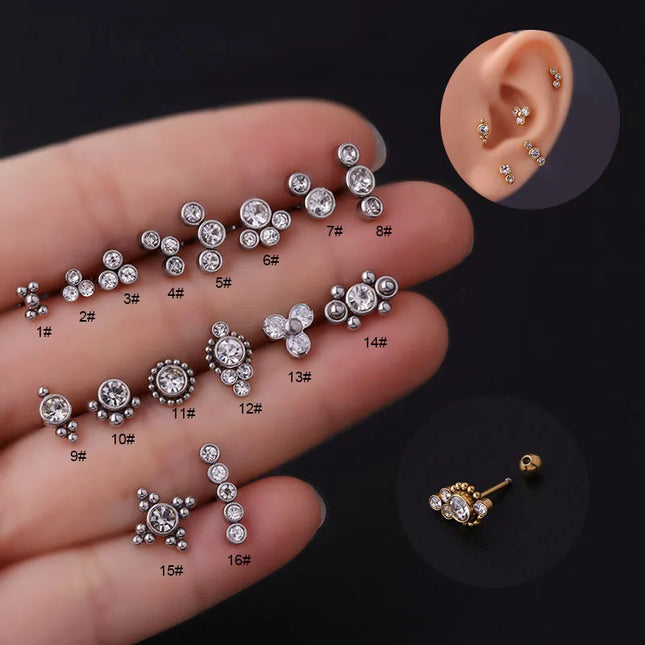 1PC 20g Internally Threaded G23 Titanium & Steel Bar Opal Ear Piercing Jewelry Helix Tragus Cartilage Earrings Nose Stud