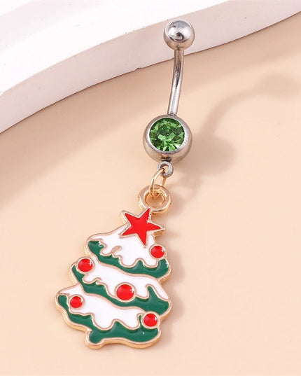 Cute Christmas Tree Belly Button Rings for Women Sexy Piercing Body Jewelry Navel Rings Girls Party Festival Jewelry Gifts