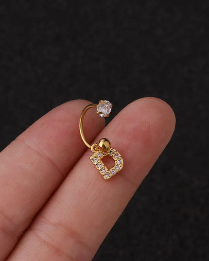 1Pc  English Letter Piercing  Tragus Piercing Jewelry Septo Nose Lip Ear Septum Cartilage Captive Hoop Ring Jewelry Pendientes