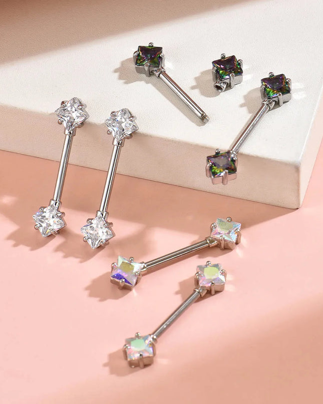 316L Stainless Steel Nipple Ring 14G Barbell Nipple Piercing Jewelry CZ Body Piercing Nipple Rings Unisex