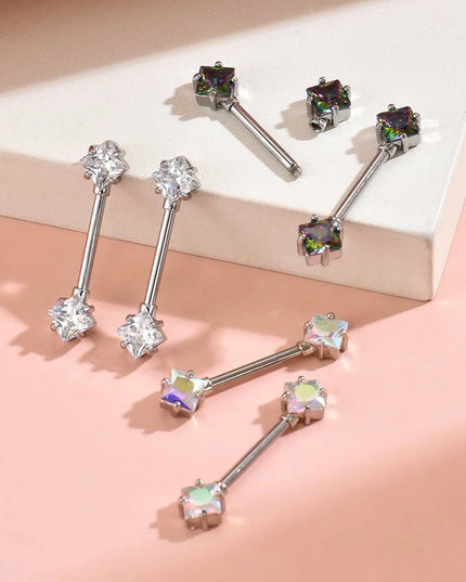 316L Stainless Steel Nipple Ring 14G Barbell Nipple Piercing Jewelry CZ Body Piercing Nipple Rings Unisex