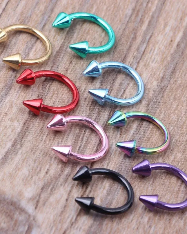 8X 16G 1.2mm Multicolour Septum Horseshoe Nose Ring Steel 3mm Cone Ear Tragus Monroe Lip Stud Body Piercing