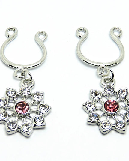 2Pcs High Quality Crystal Adjustable Size y Non Pierced Clip On Nipple Ring Body Jewelrys Nipple Adult Toy Piercing