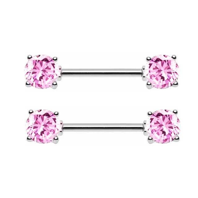 Pink Heart Nipple Piercing Barbell Set Shiny Crystal Nipple Rings Bulk For Women Flower Nippel Jewelry Pack Piercing Teton Lots