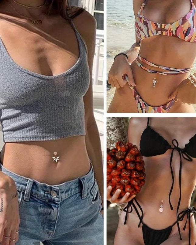 BESTEEL Belly Button Rings Stainless Steel Nipple Rings 14G Navel Barbell Belly Piercing Nipple Piercing Jewelry for Women