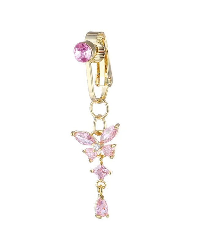 Butterfly Design Clip on Belly Button Zircon Non Piercing Fake Belly Ring Copper/alloy Material Belly Button Rings Body Jewelry