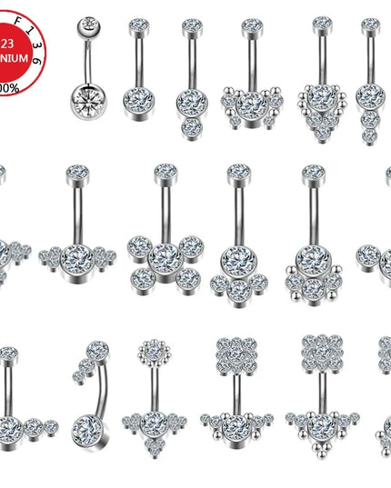 Belly Button Piercing Cartilage Diaphragm Navel Titanium Surgical Steel Woman Zircon Crystal Body Jewelry Women Accessories