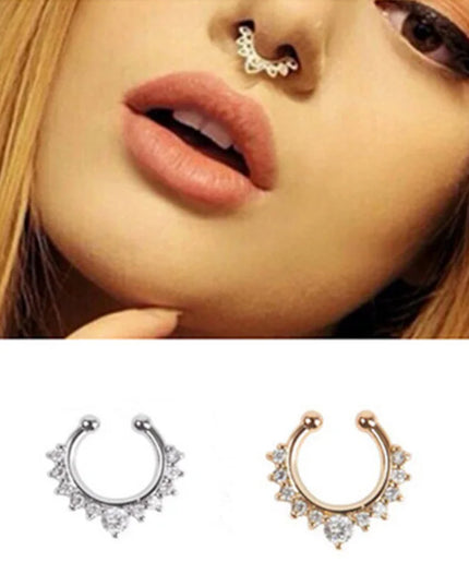 1 PC Fake Piering Nose Ring for Women Clip Septum Rock Hip Hoop punk Crystal Body Jewelry Fake Perforation Nose Studs