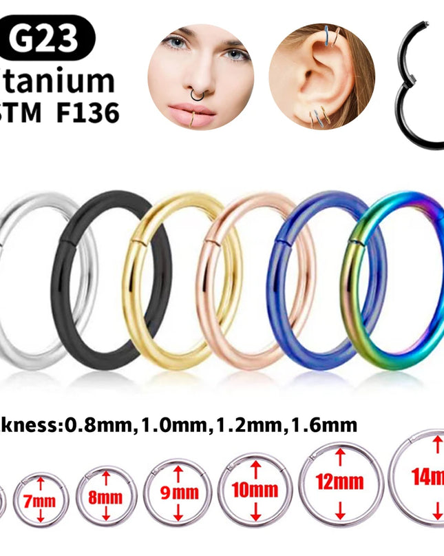 Nose Rings G23 Titanium Lip Ring For Women And Men Piercing Jewelry Hoop Earrings Mixed Color Body Clips Hinged