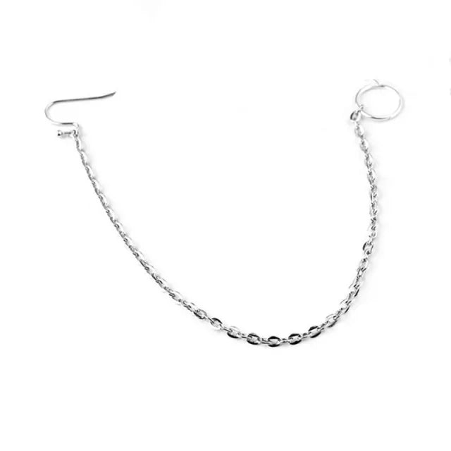 New 1Pcs  Ear Hook Nose Ring Body Jewelry Tassel Chain Link Nose Piercing Body Puncture Nostril Piercing for Women Jewelry