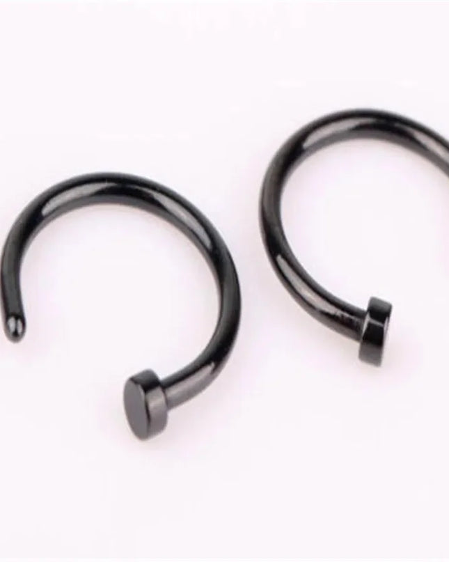 2PCS Stainlees Steel C Shape Nose Ring Women Girls Fake Piercing Hoop Stud Female Body Jewelry Party Gift