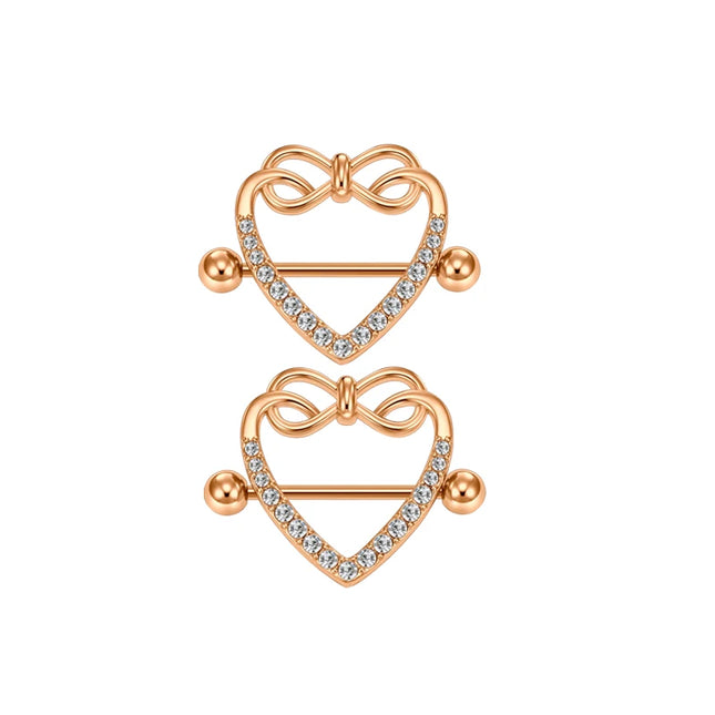 1Pair Heart Shaped Nipple Rings Piercing Jewelry for Women Sexy Clips Stianless Steel Nipple Ring Clamps Pierced Body Jewelry