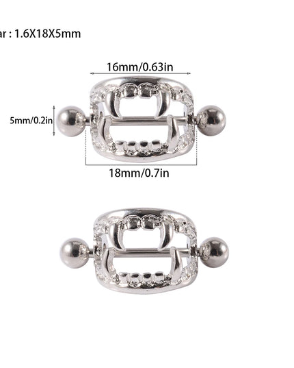 1/2PCS Punk Teeth Nipple Rings Shield Cover Barbell Nipple Piercings for Women Sexy Teeth Body Piercing Jewelry