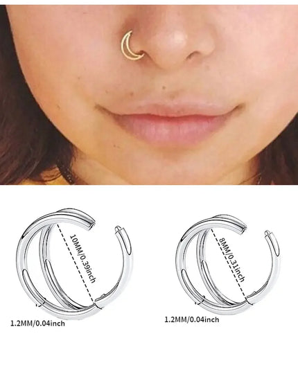 Nose Rings Hoops Double Septum Rings Cartilage Hoop Earring Piercing Nariz Open Stacked Hoop Nose Rings for Women and Men Gift
