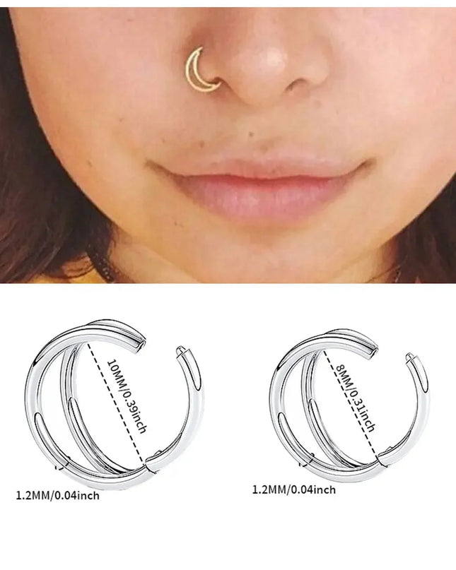 Nose Rings Hoops Double Septum Rings Cartilage Hoop Earring Piercing Nariz Open Stacked Hoop Nose Rings for Women and Men Gift