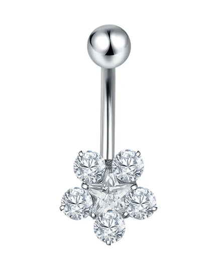 1Pc Titanium Zircon Belly Button Ring Round Heart Flower Navel Piercing Nombril Jewelry 14G Belly Piercing Ombligo