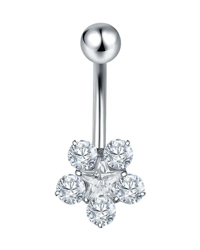 1Pc Titanium Zircon Belly Button Ring Round Heart Flower Navel Piercing Nombril Jewelry 14G Belly Piercing Ombligo