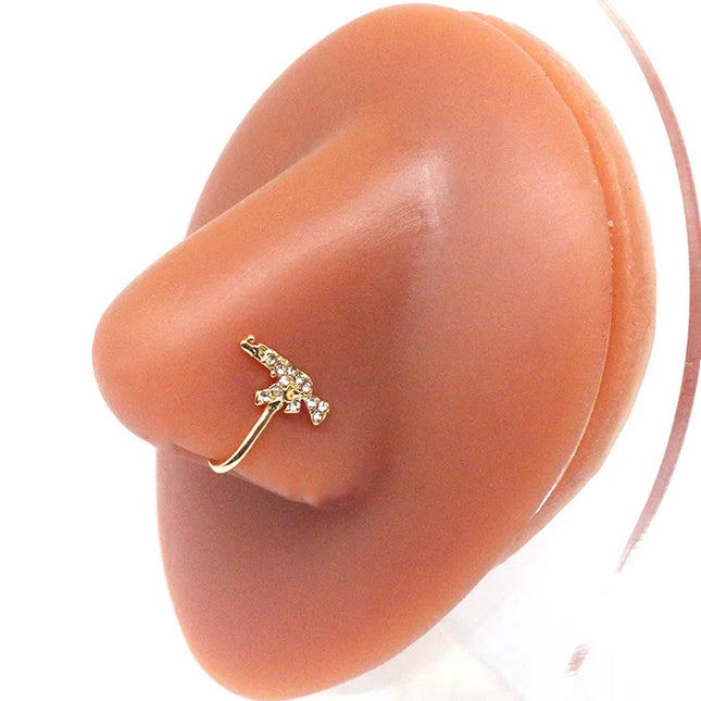 1Pcs Nose Ring for Women Dangle Nose Piercing Stainless Steel Nose Bend Ring Butterfly Dangling Noses Ring Body Piercing Jewelry