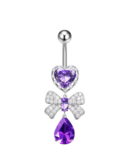 Stainless Steel Belly Piercing Jewelry Exquisite Heart Bow Belly Button Rings For Women Girls Fashion Navel Ring Body Jewelry