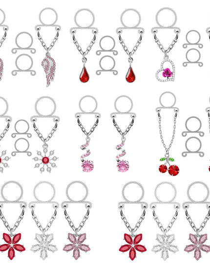 1 Pair New Fake Nipple Ring Sexy Tassel Crystal Butterfly Pendant For Women Girls Adjustable Faux Nipple Piercing Body Jewelry