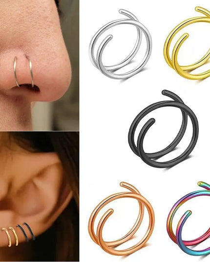 1 Piece Double Layers Stainless Steel Nose Ring Studs for Women 20G Hoops Twist Cartilage Tragus Septum Piercings Body Jewelry