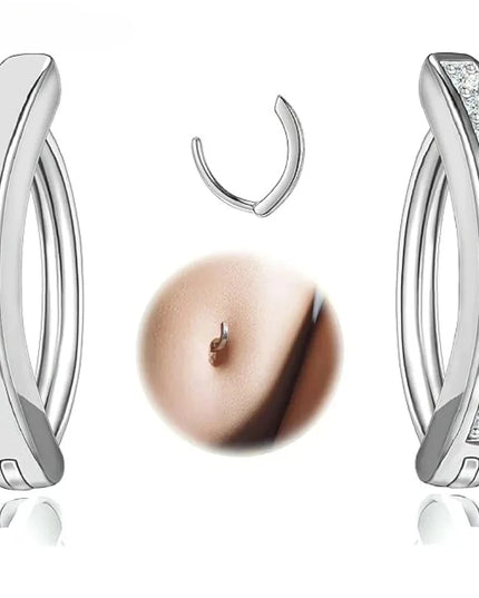 14G Cubic Zirconia Belly Button Ring, Simple Curved Reverse Belly Button Ring Women's Belly Button Piercing Jewelry