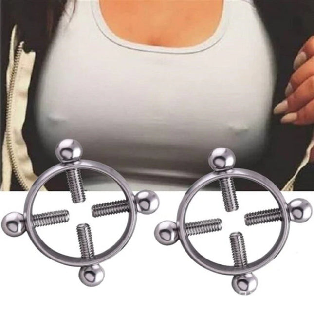 1Pcs Adjustable Stainless Steel Nipple Ring Clip-On Fake Nipple Piercing Jewelry for Women Various Colors Available