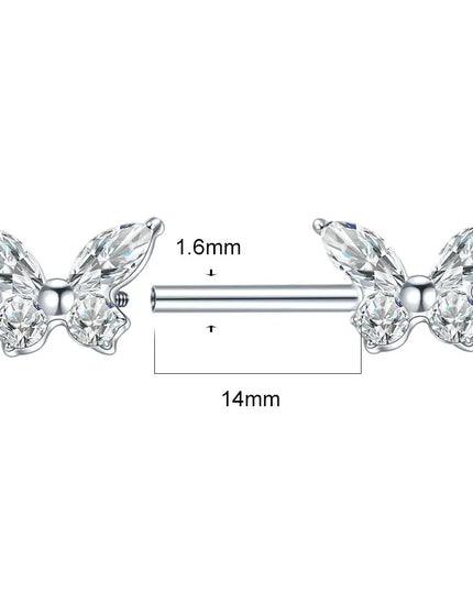 1Pc G23 Titanium Nipple Ring Straight Barbell Piercing Zircon Internally Threaded Nipple Bars Piercing Ring Women Body Jewelry