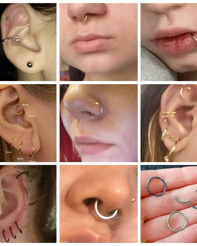 F136 Titanium Hinged Hoop Nose Rings 20G 18G 16G Septum Ring Body Piercing clicker Women and Men Cartilage Rook Earring Jewelry